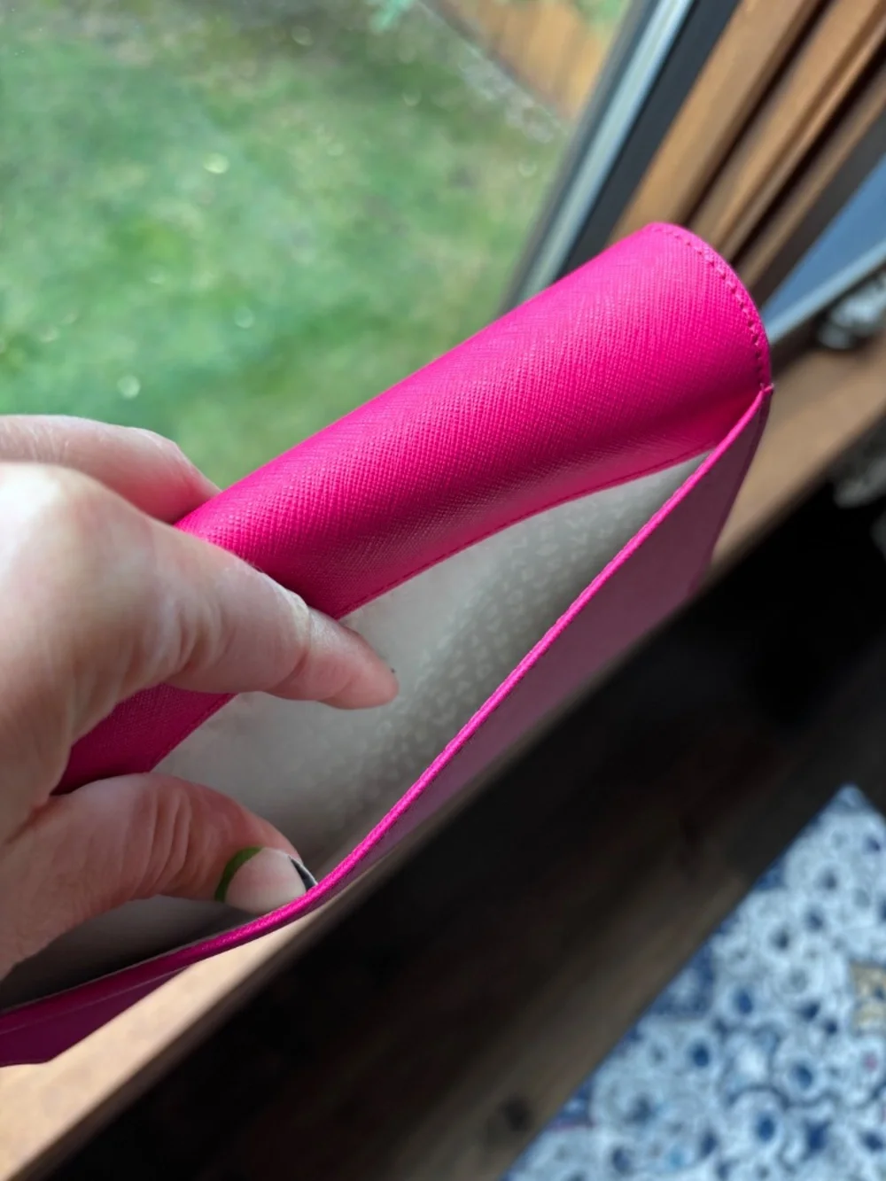 Kate Spade Oversized Fuschia Saffiano Leather Wallet